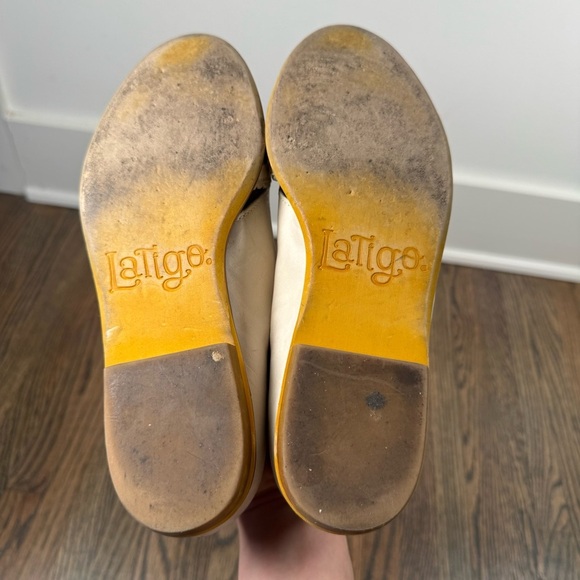 Latigo Mikey Cream Leather Cutout Peep Toe Flats size 8 - Picture 7 of 8